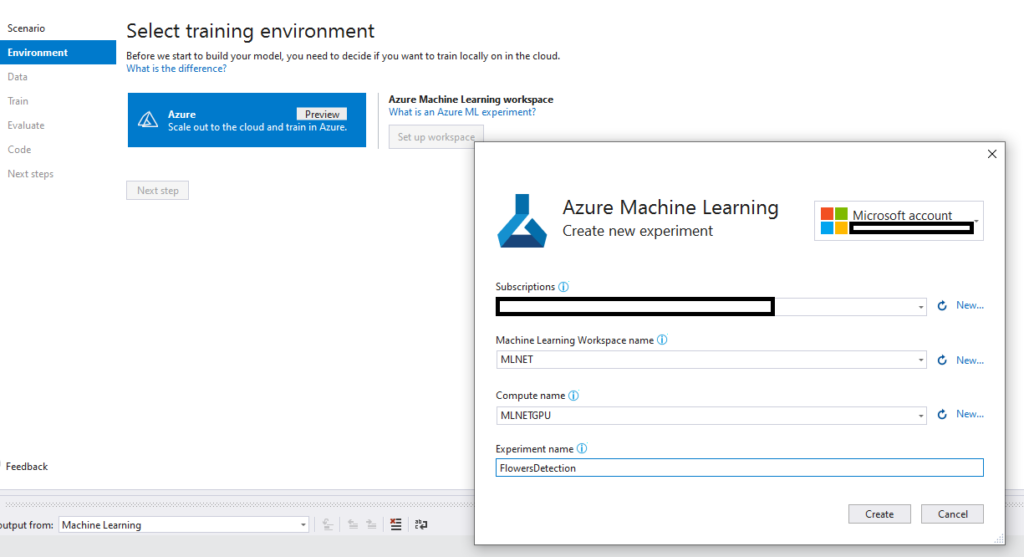 Azure Workspace setup from Visual Studio